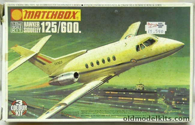 Matchbox 1/72 Hawker Siddeley HS-125 Series 600 - (DH-125 - Hawker), PK-110 plastic model kit